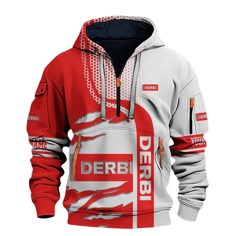 Nimble Scooter Hoodie Half Zip 3D, Rugged Casual Fit Hoodie For Car Lovers CAR398 - Red