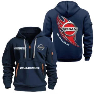 Hoodie Half Zipper Exclusive Logo Gift For Electric Vehicle Enthusiasts CAR170 - Navy