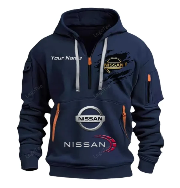 Hoodie Half Zipper Exclusive Logo Gift For JDM Legend Enthusiasts CAR113 - Navy