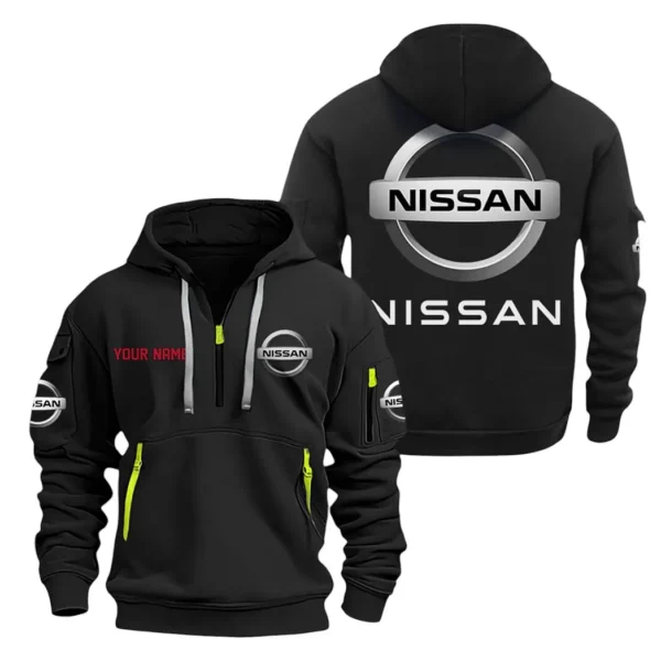 Work Truck Hoodie Half Zipper, Exclusive Logo Hoodie For Work Truck Enthusiasts CAR200 - Black