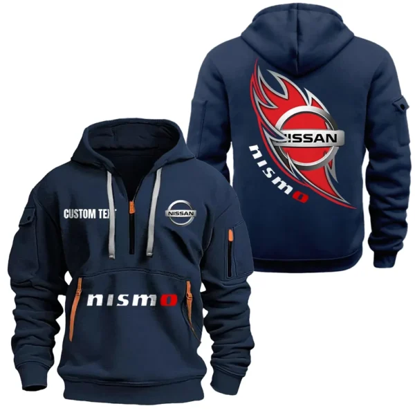 Hoodie Half Zipper Exclusive Logo Gift For Electric Vehicle Enthusiasts CAR170 - Navy