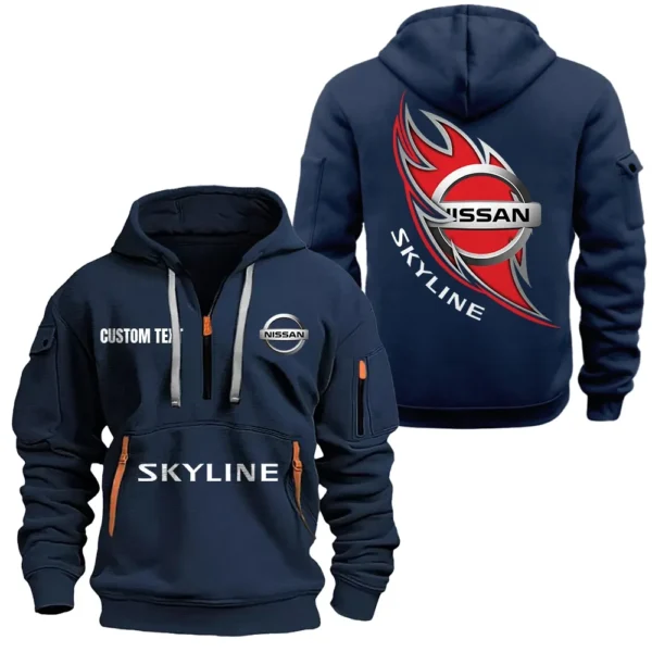 Hoodie Half Zipper Exclusive Logo Gift For Work Truck Enthusiasts CAR170 - Navy
