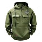 Electric Vehicle Tactical Quarter Zip Hoodie, Exclusive Logo Hoodie For Car Enthusiasts CAR109 - Army Green