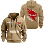Timeless Motorcycle Hoodie Half Zipper, All Over Print Hoodie Gift For Timeless Motorcycle Enthusiasts CAR170 - Khaki