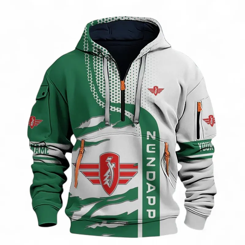 Nostalgic Ride Hoodie Half Zip 3D, Rugged Casual Hoodie For Car Lovers CAR398 - Green