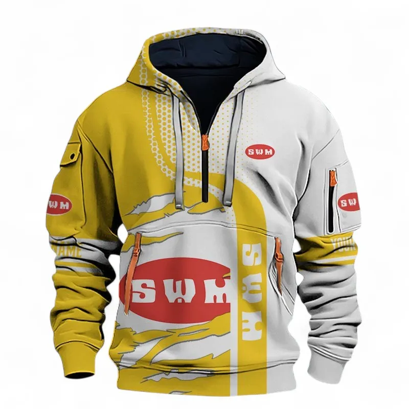 Off-Road Motorbike Hoodie Half Zip 3D, Everyday Comfortable Hoodie For Car Lovers CAR398 - Yellow