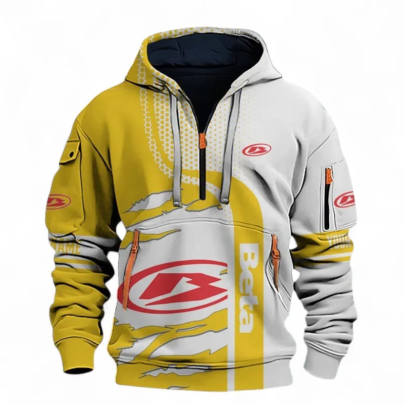 Off-Road Motorcycle Hoodie Half Zip 3D, Everyday Comfortable Hoodie For Car Lovers CAR398 - Yellow
