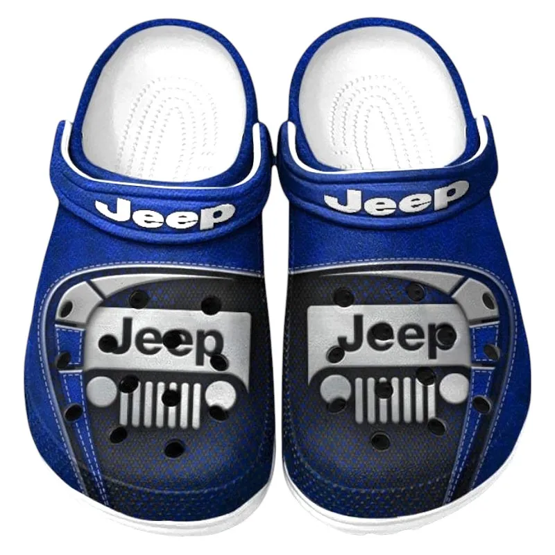 Off-Road SUV Brand Culture Clog, Stylish All Over Print Lightweight Shoes for Auto Fans and Streetwear Style CAR177 - Blue