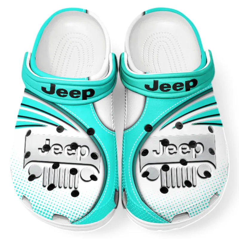Off-Road SUV Brand Culture Clog, Stylish All Over Print Lightweight Shoes for Auto Fans and Streetwear Style CAR181 - Cyan