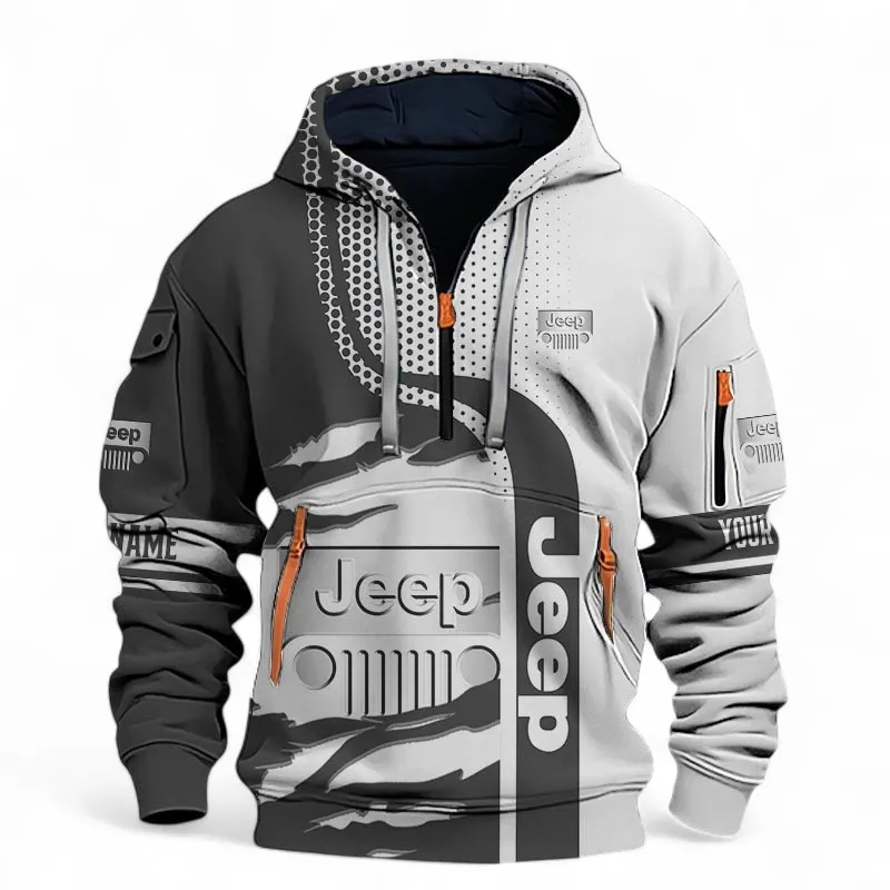 Off-Road SUV Brand Hoodie Half Zip 3D, Casual Comfort Hoodie For Car Lovers CAR396 - Black