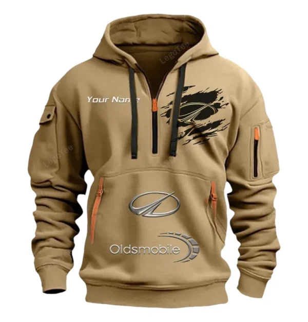 Hoodie Half Zipper Exclusive Logo Gift For Grand Touring Car Enthusiasts CAR113 - Khaki