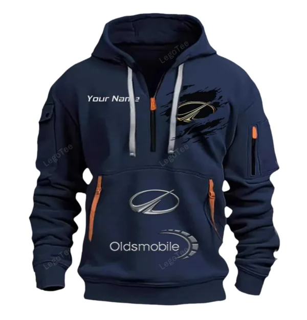 Hoodie Half Zipper Exclusive Logo Gift For Auto High-End Enthusiasts CAR113 - Navy