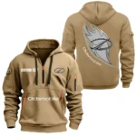 Hoodie Half Zipper Exclusive Logo Gift For Car Premium Sedan Enthusiasts CAR170 - Khaki