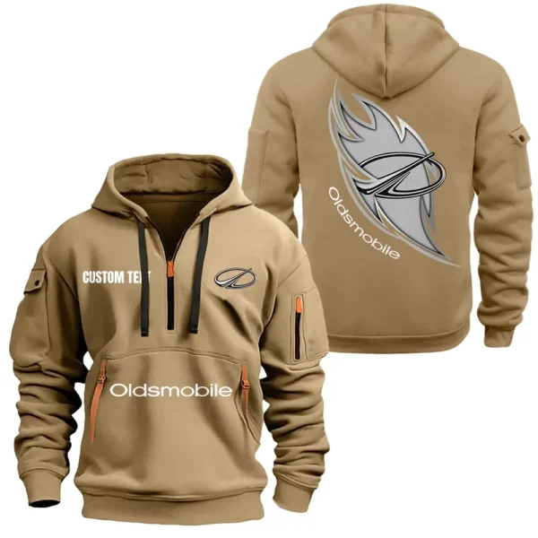 Hoodie Half Zipper Exclusive Logo Gift For Car Premium Sedan Enthusiasts CAR170 - Khaki