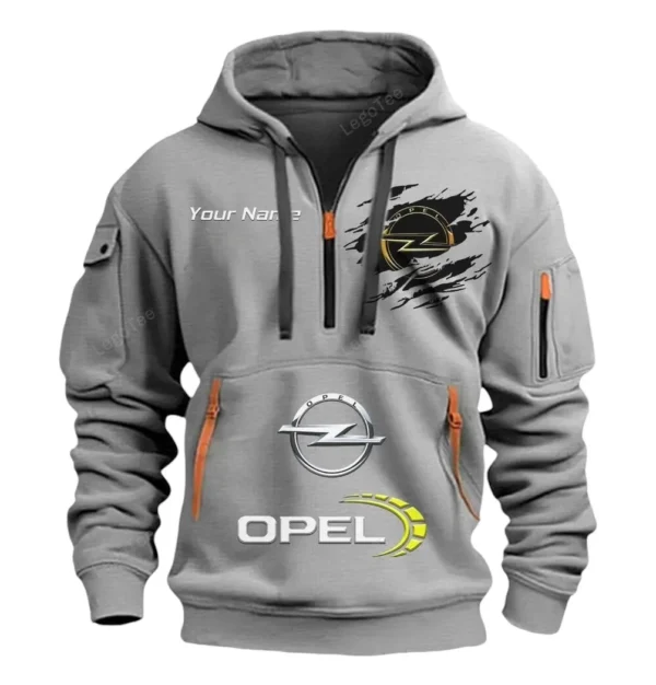 Hoodie Half Zipper Exclusive Logo Gift For Mid-Size Auto Enthusiasts CAR113 - Gray