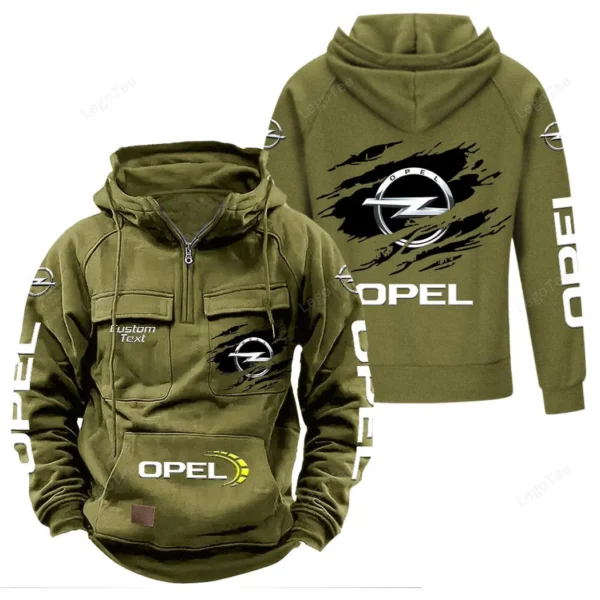 German Compact Car Tactical Quarter Zip Hoodie, Exclusive Logo Hoodie For Car Enthusiasts CAR122 - Army Green