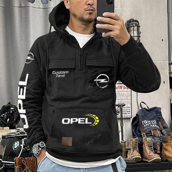 European Sedan Tactical Quarter Zip Hoodie, Exclusive Logo Hoodie For Car Enthusiasts CAR122 - Black - Image 2