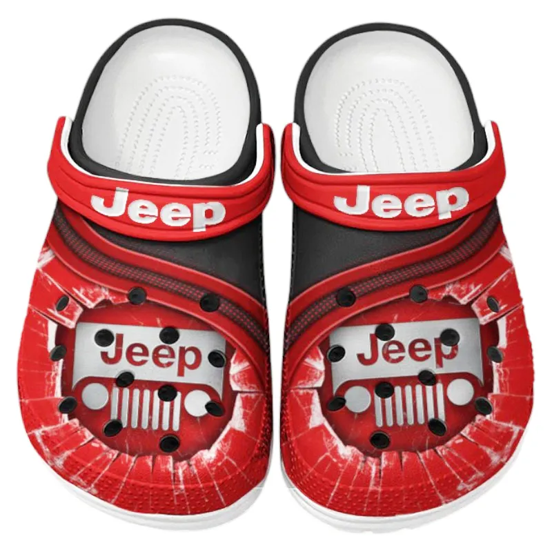 Outdoor Adventure Vehicle Culture Clog, Stylish All Over Print Lightweight Shoes for Auto Fans and Streetwear Style CAR188 - Red