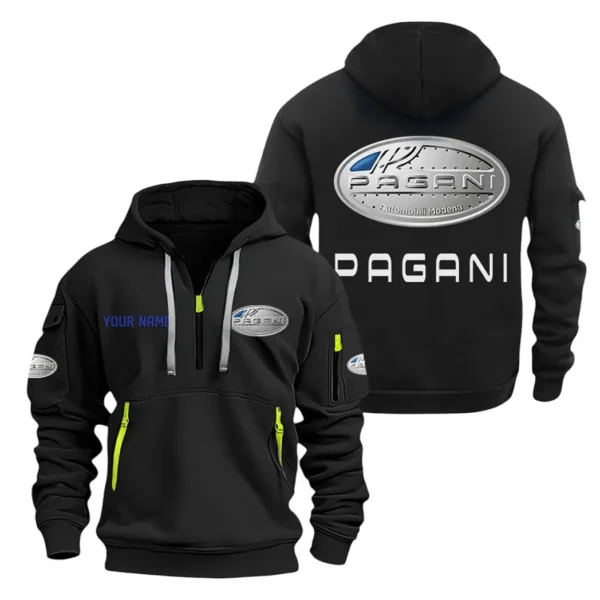 Grand Tourer Hoodie Half Zipper, Exclusive Logo Hoodie For Grand Tourer Enthusiasts CAR200 - Black
