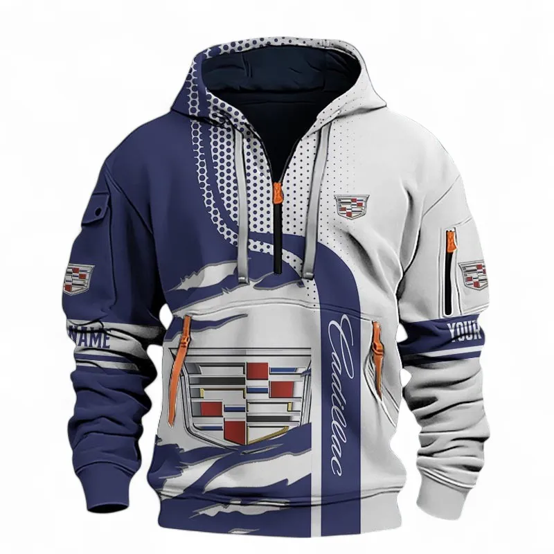 Performance Executive Car Hoodie Half Zip 3D, Comfortable Daily Hoodie For Car Lovers CAR396 - Blue