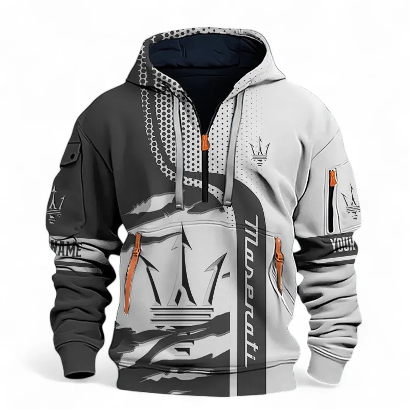 Performance Sedan Hoodie Half Zip 3D, Street-Ready Casual Hoodie For Car Lovers CAR396 - Black