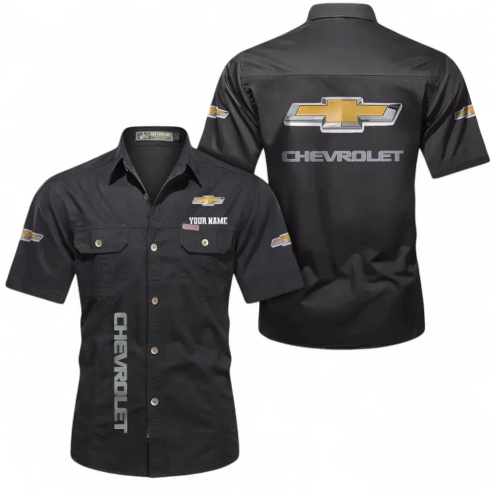 Performance Sedan Men's Casual Short Sleeved Shirt, Custom Name CAR392 - Black