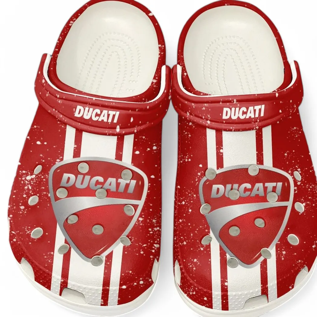 Performance Two-Wheeler Culture Clog, Stylish All Over Print Lightweight Shoes for Auto Fans and Streetwear Style CAR620 - White