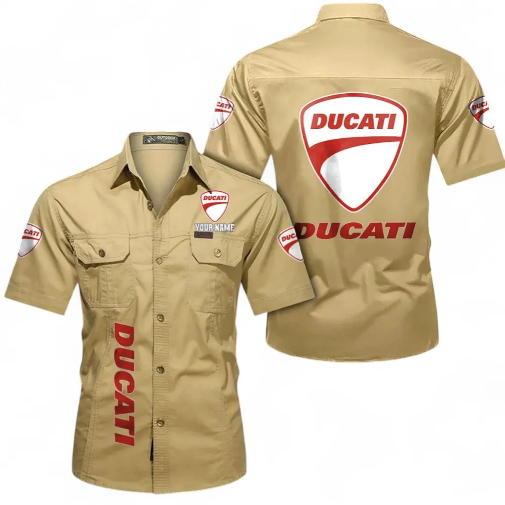 Performance Two-Wheeler Men's Classic Short Sleeve Shirt, Custom Name CAR392 - Khaki
