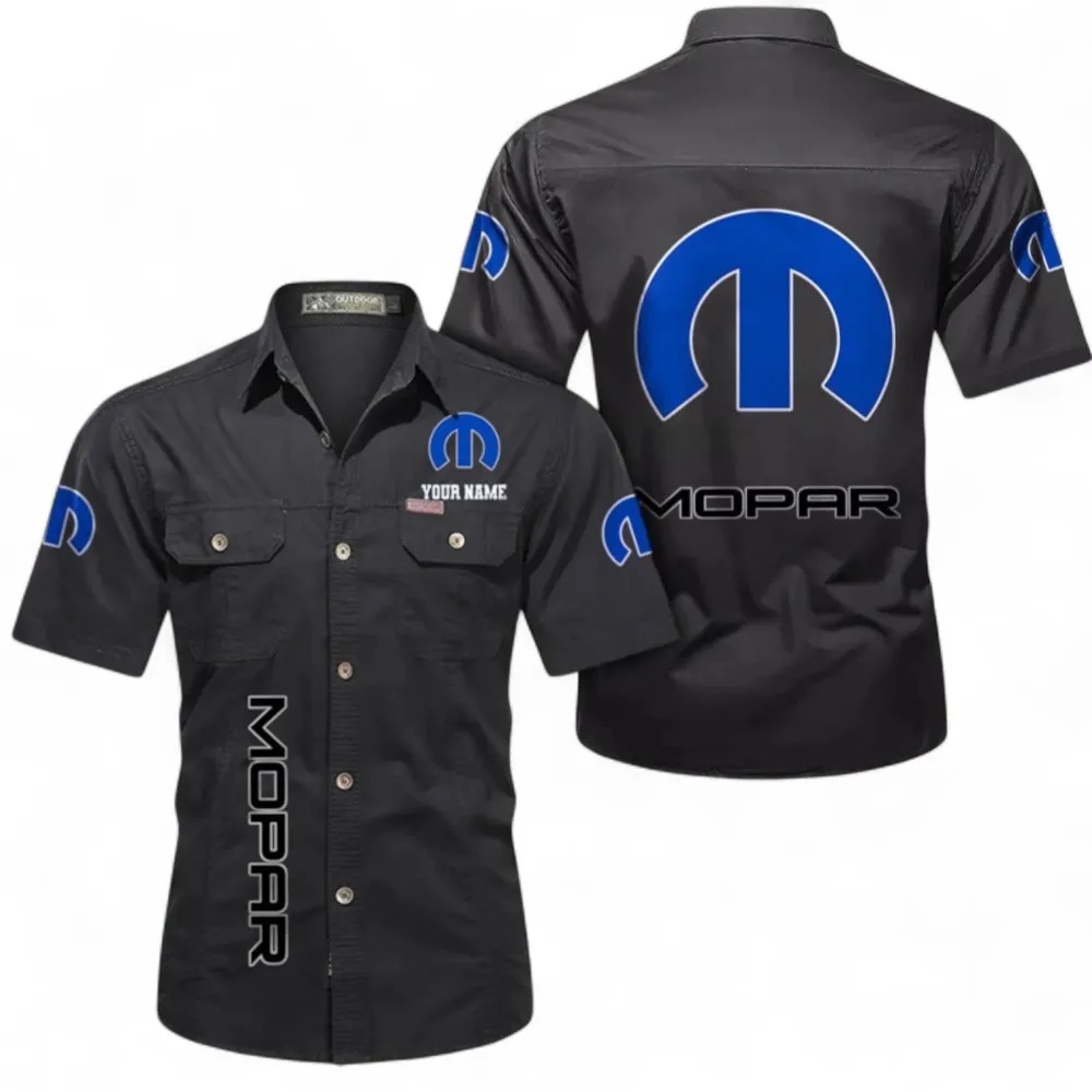 Performance Vehicle Heritage Men's Cotton Casual Short Sleeve Shirt, Custom Name CAR392 - Black
