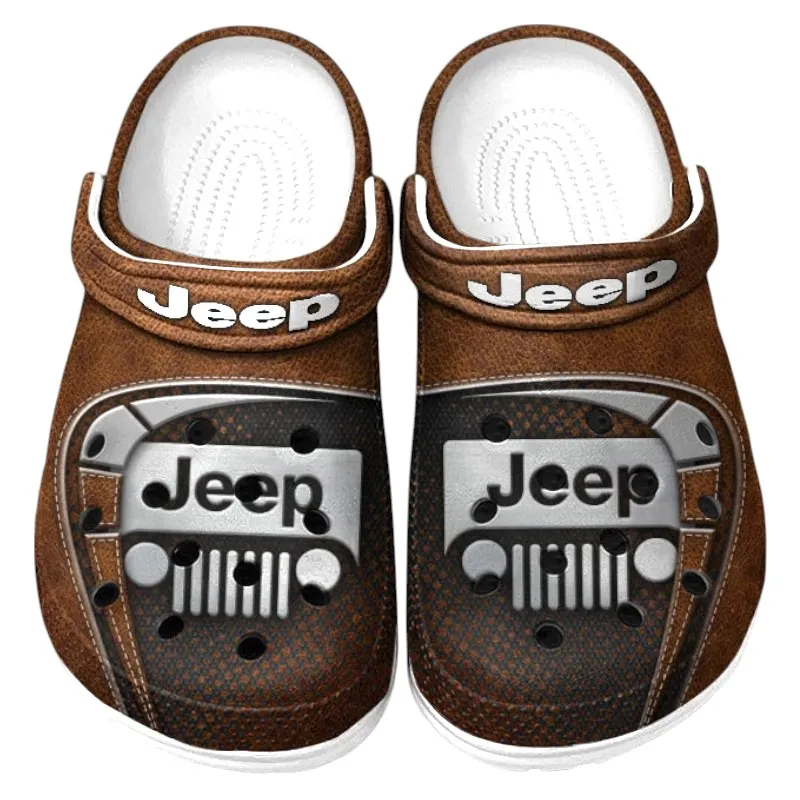 Personalized 4x4 Vehicle Maker Design Clog, Full Print Slip-On Footwear Gift for Car Lovers CAR177 - Brown