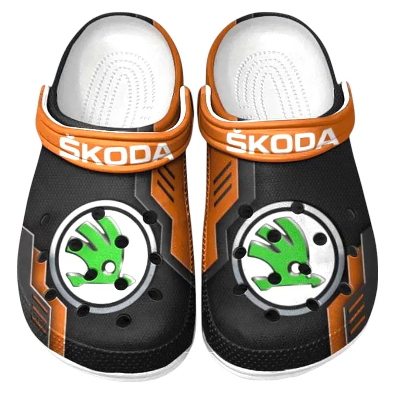 Personalized Affordable Ride Design Clog, Full Print Slip-On Footwear Gift for Car Lovers CAR185 - Orange