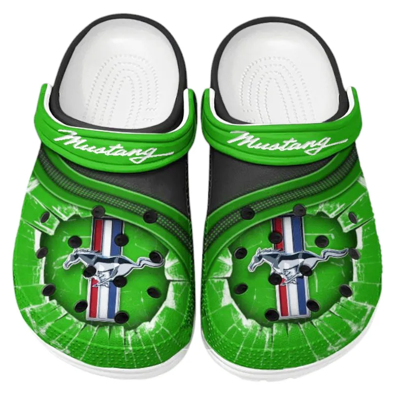 Personalized American Car Design Clog, Full Print Slip-On Footwear Gift for Car Lovers CAR188 - Green