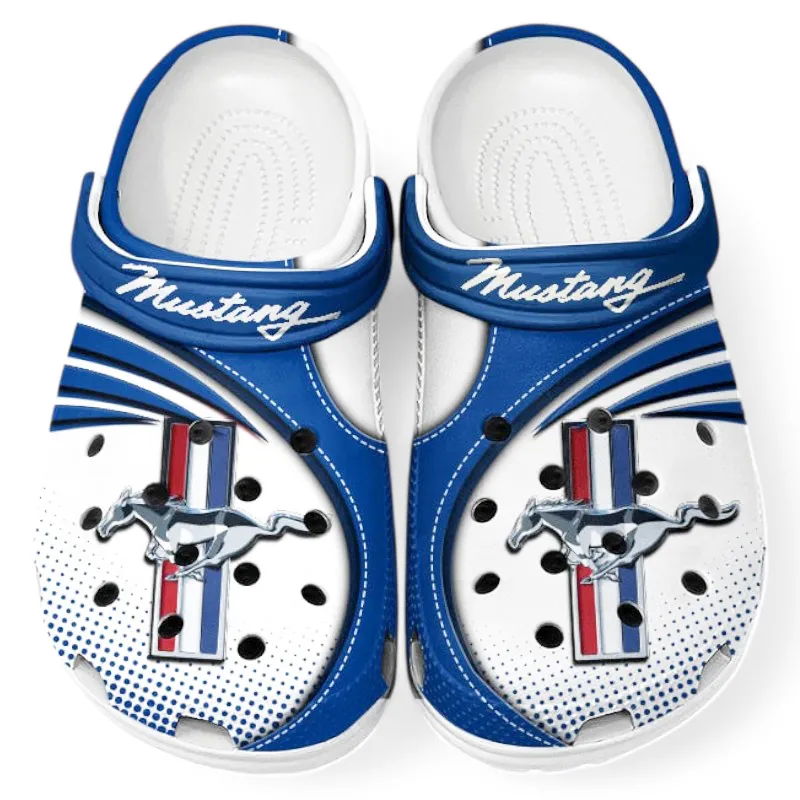 Personalized American Muscle Car Design Clog, Full Print Slip-On Footwear Gift for Car Lovers CAR181 - Blue
