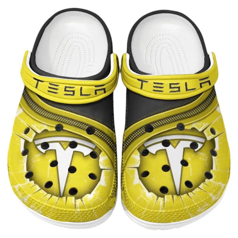Personalized Battery-Powered Car Design Clog, Full Print Slip-On Footwear Gift for Car Lovers CAR188 - Yellow