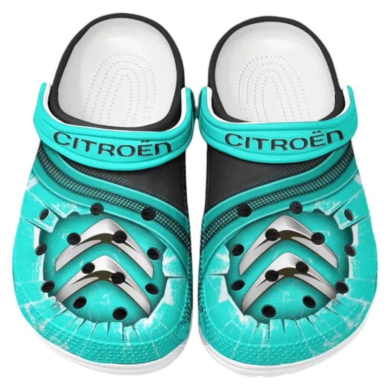 Personalized Efficient Vehicle Design Clog, Full Print Slip-On Footwear Gift for Car Lovers CAR188 - Cyan