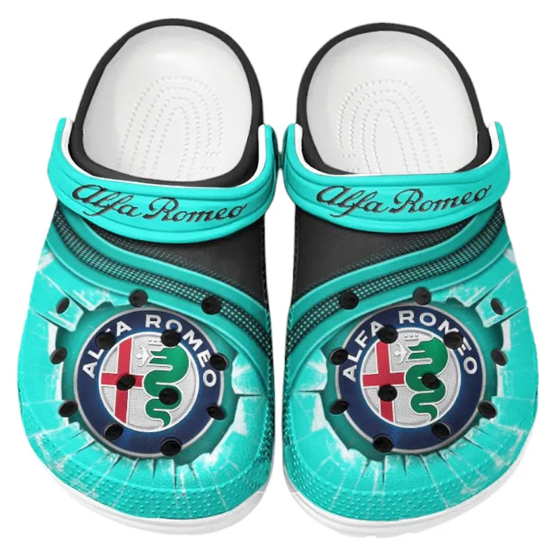 Personalized Elegant Touring Car Design Clog, Full Print Slip-On Footwear Gift for Car Lovers CAR188 - Cyan