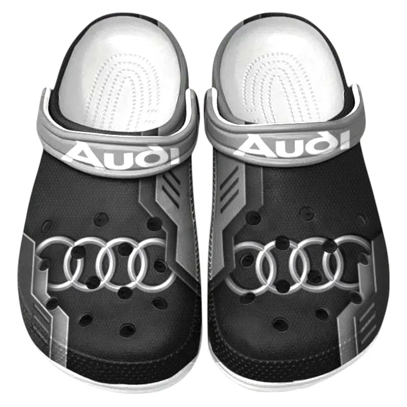 Personalized European Luxury Auto Design Clog, Full Print Slip-On Footwear Gift for Car Lovers CAR185 - Gray
