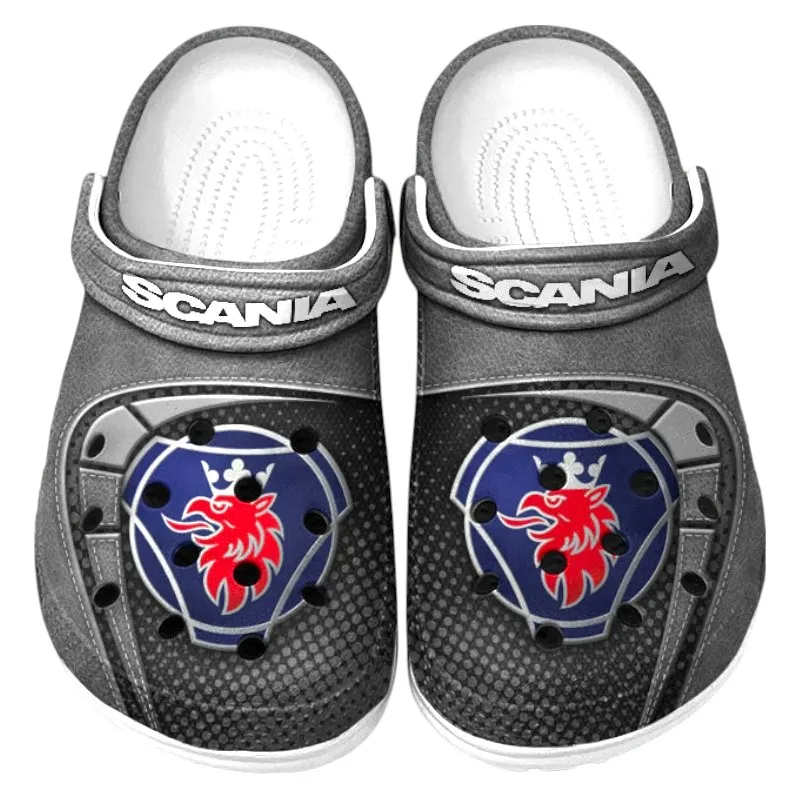 Personalized Freight Truck Design Clog, Full Print Slip-On Footwear Gift for Car Lovers CAR177 - Gray