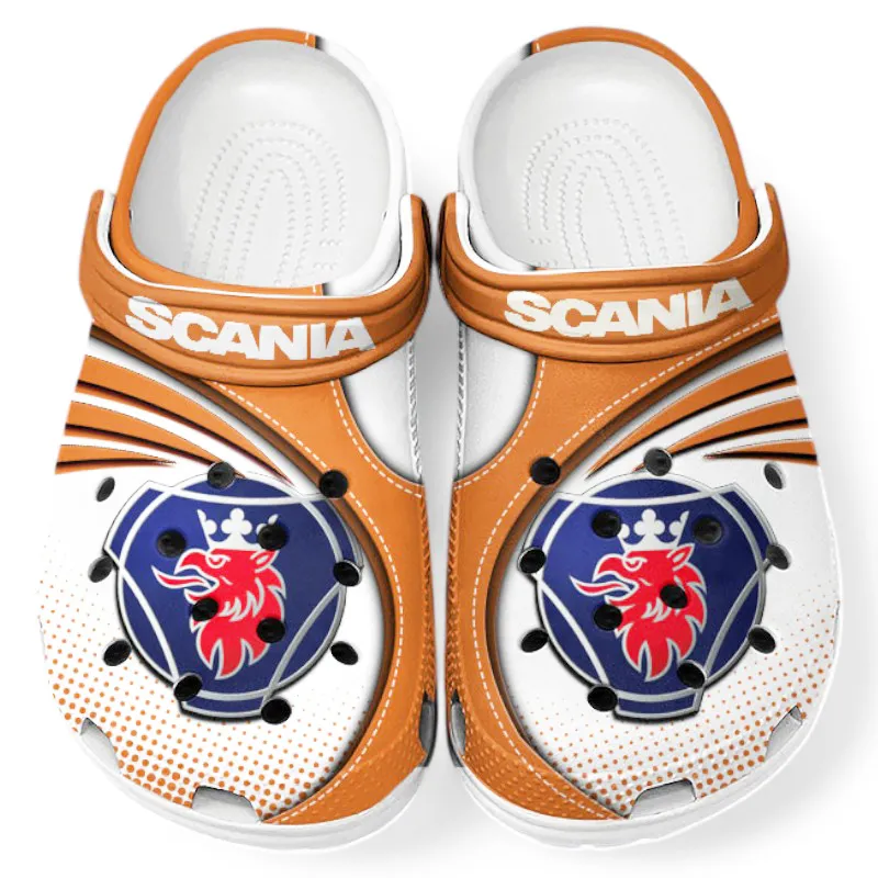 Personalized Freight Truck Design Clog, Full Print Slip-On Footwear Gift for Car Lovers CAR181 - Orange