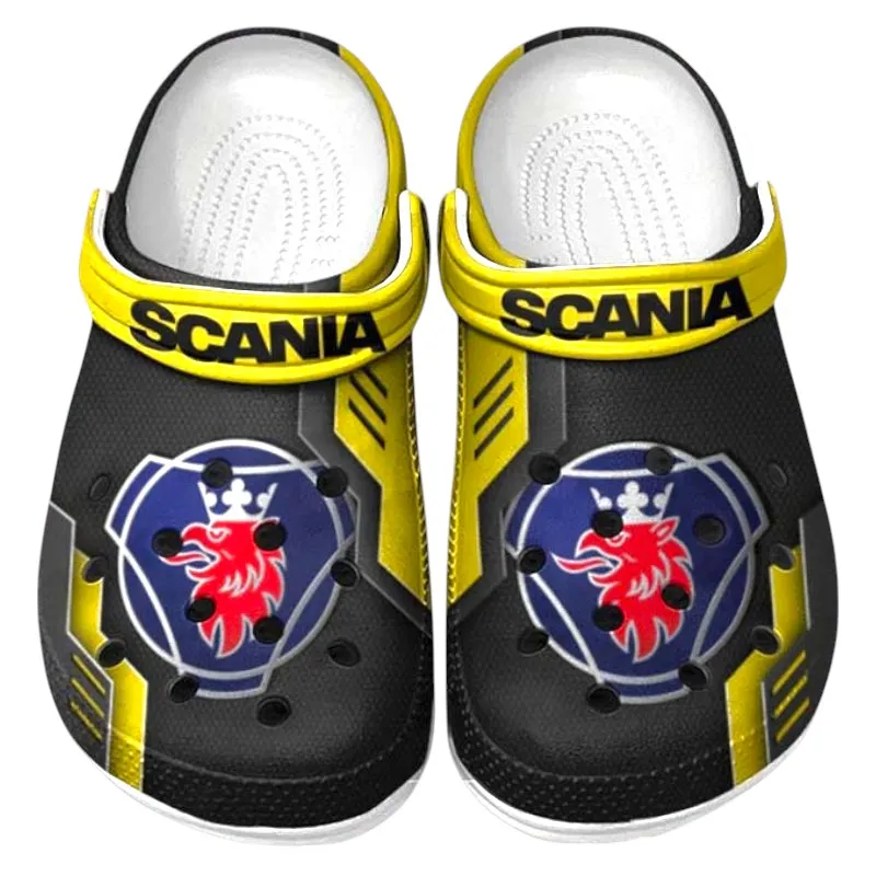 Personalized Freight Truck Design Clog, Full Print Slip-On Footwear Gift for Car Lovers CAR185 - Yellow