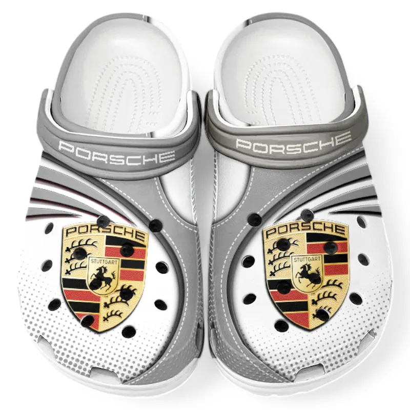 Personalized High-Speed Roadster Design Clog, Full Print Slip-On Footwear Gift for Car Lovers CAR181 - Gray