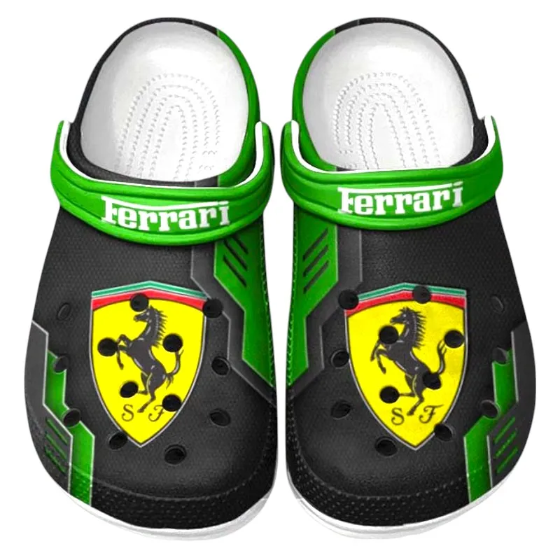 Personalized Luxury Speedster Design Clog, Full Print Slip-On Footwear Gift for Car Lovers CAR185 - Green