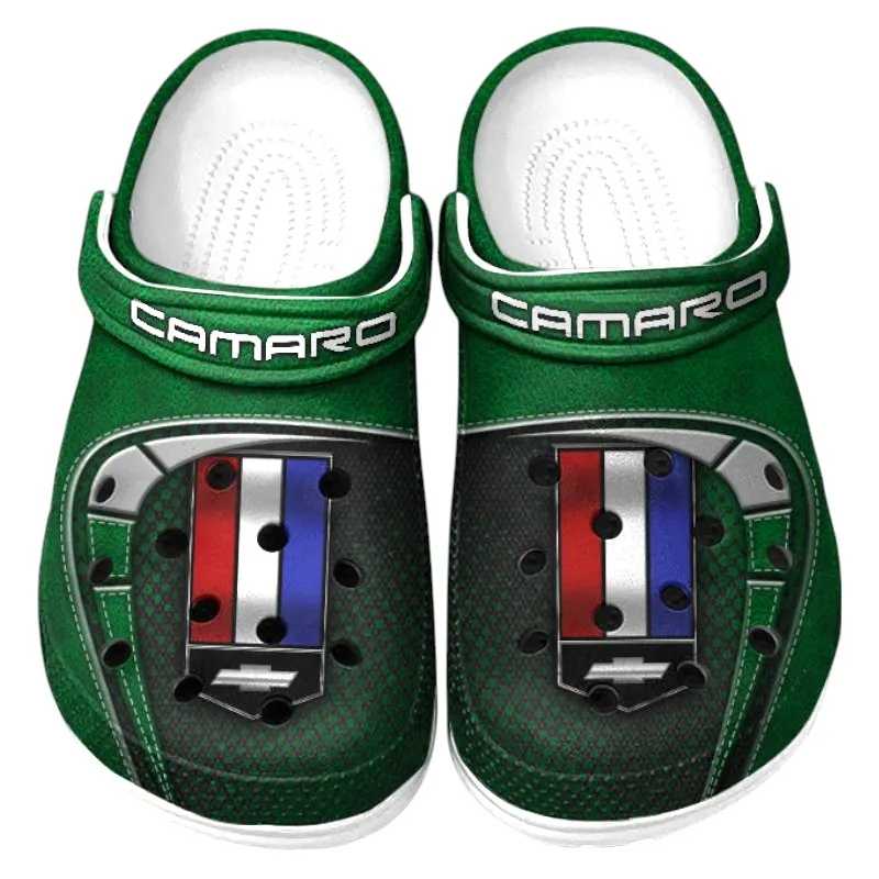 Personalized Performance Car Design Clog, Full Print Slip-On Footwear Gift for Car Lovers CAR177 - Green