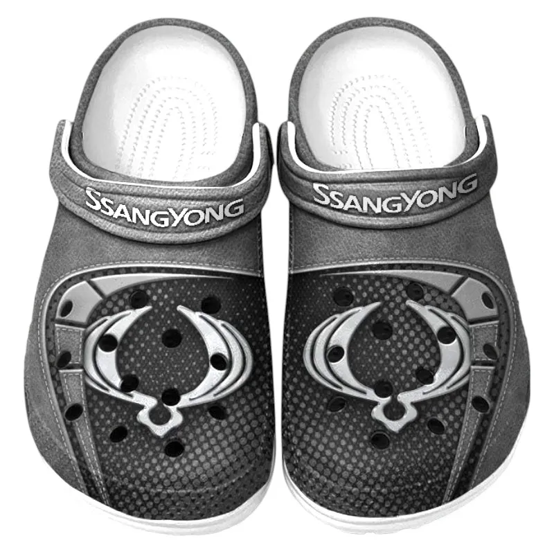 Personalized Rugged Crossover Design Clog, Full Print Slip-On Footwear Gift for Car Lovers CAR177 - Gray