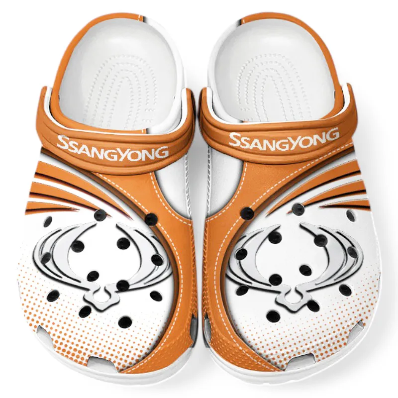 Personalized Rugged Crossover Design Clog, Full Print Slip-On Footwear Gift for Car Lovers CAR181 - Orange
