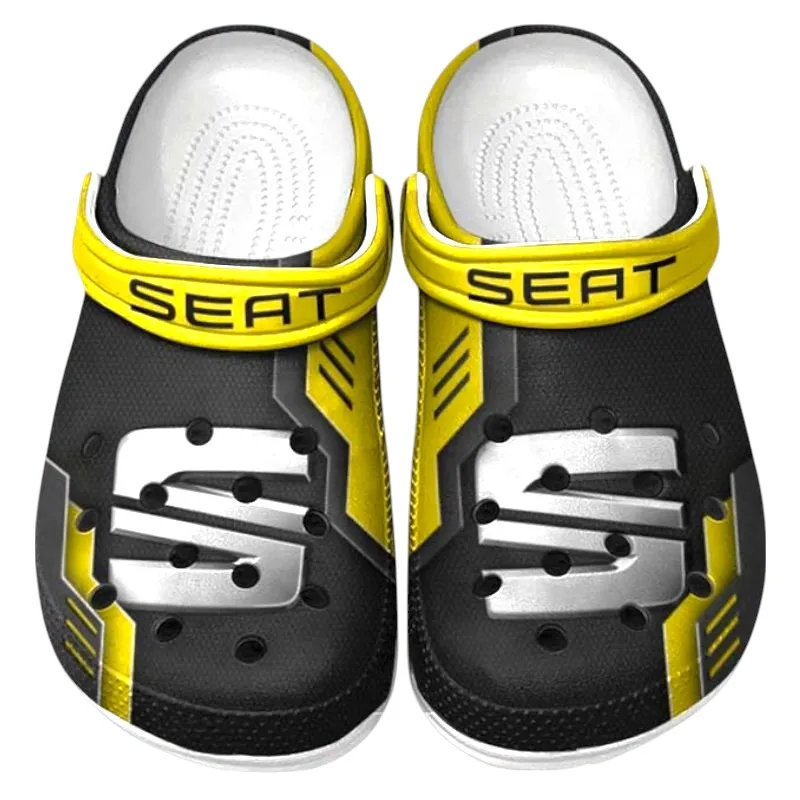 Personalized Urban Hatchback Design Clog, Full Print Slip-On Footwear Gift for Car Lovers CAR185 - Yellow