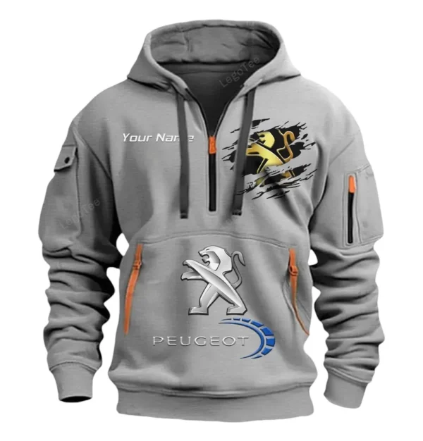 Hoodie Half Zipper Exclusive Logo Gift For Practical Hatchback Enthusiasts CAR113 - Gray