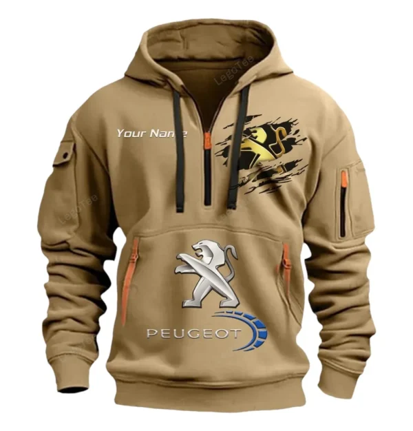 Hoodie Half Zipper Exclusive Logo Gift For European Ride Enthusiasts CAR113 - Khaki