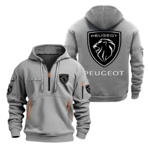 Small SUV Hoodie Half Zipper, All Over Print Hoodie Gift For Small SUV Enthusiasts CAR200 - Gray