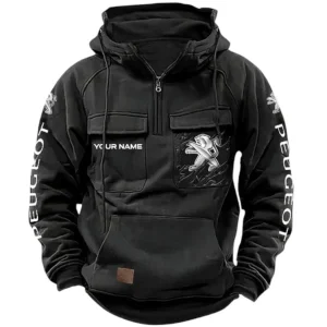 Commuter Vehicle Tactical Quarter Zip Hoodie, Exclusive Logo Hoodie For Car Enthusiasts CAR164 - Black